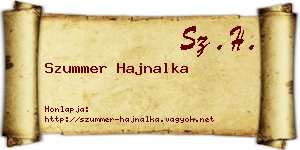 Szummer Hajnalka névjegykártya